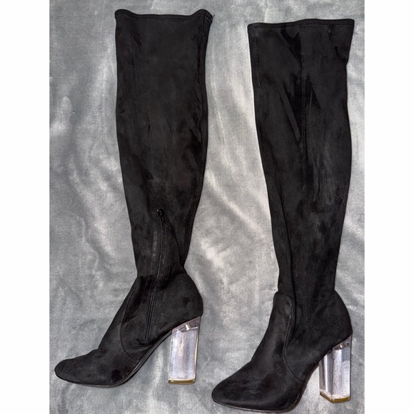 Call It Spring Shoes - 🖤 Call it Spring Knee-High Boots with Clear Heels